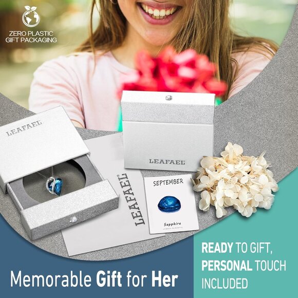 Infinity Love Birthstone Heart Pendant Sapphire Blue Necklace Women Mom Silver - Picture 5 of 8